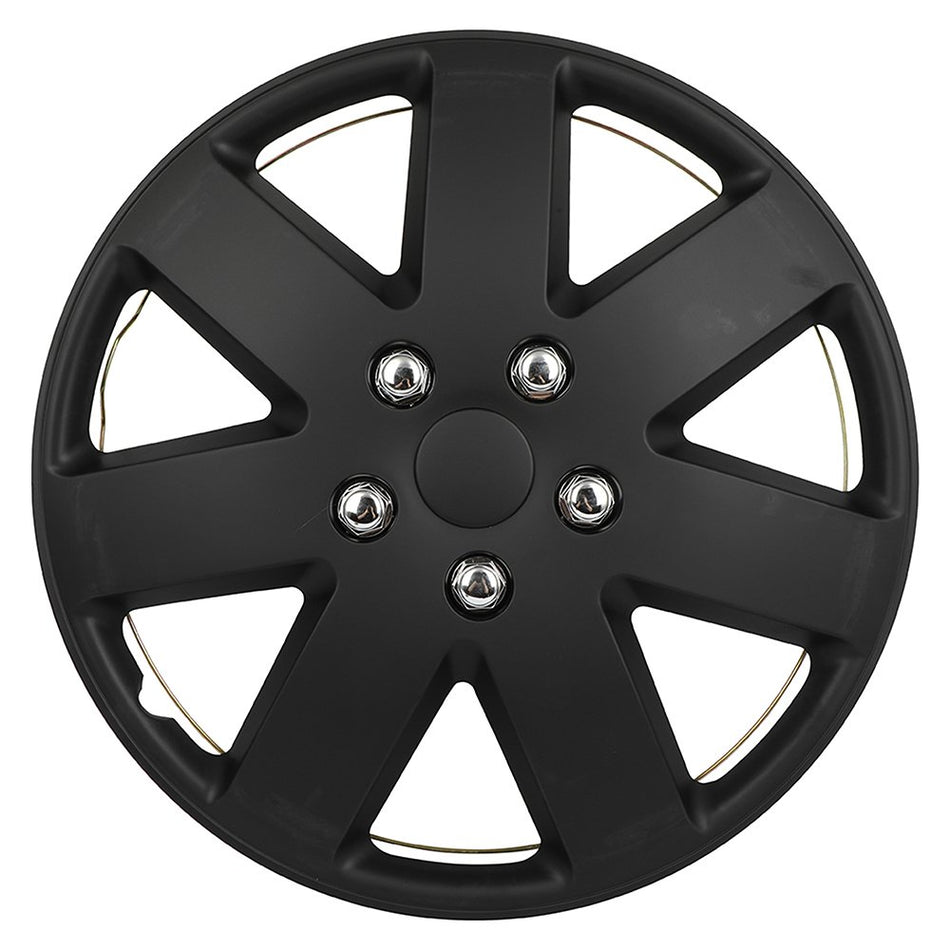 4 Set 16 Inch Wheel Hub Caps Black Snap On For R16 Tire & Rim Wheel Covers Kit