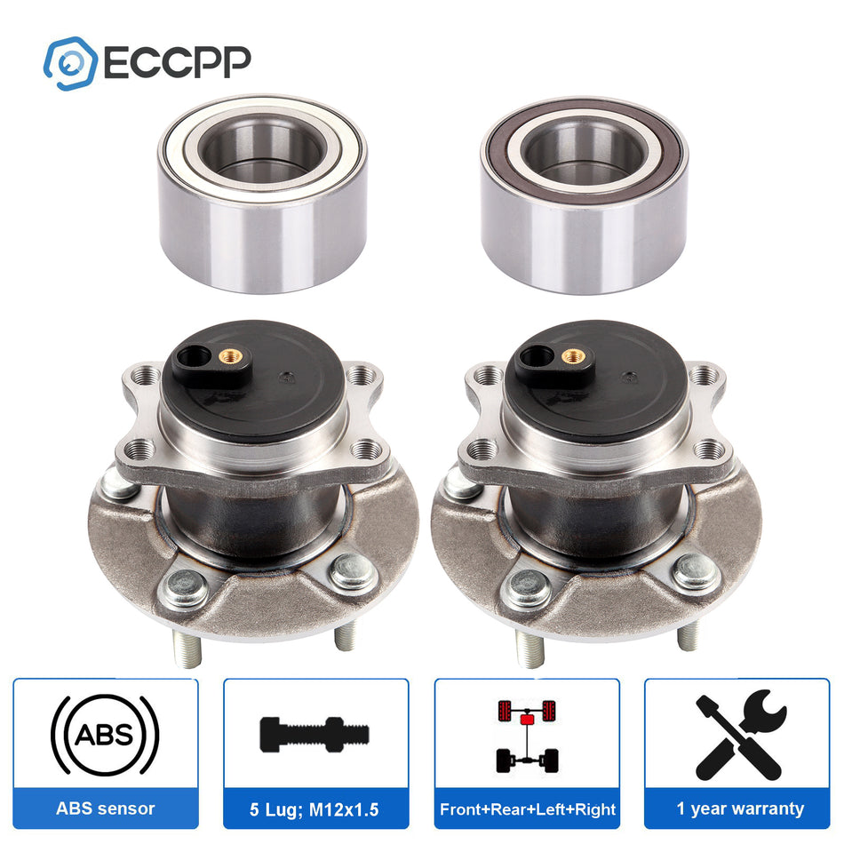 4PCS Wheel Hub Bearing Front Rear FWD For Mitsubishi Lancer Outlander 2008-2015