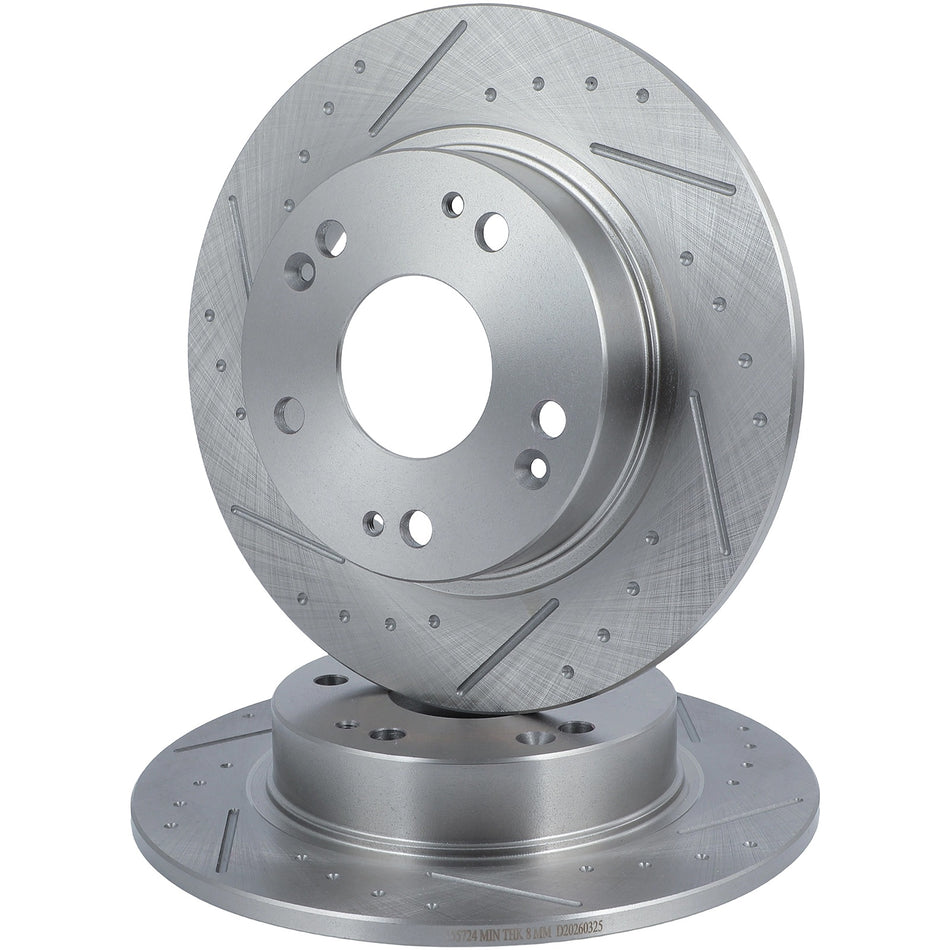 Drilled & Soltted For Acura Ilx 2013-2015 Csx 2006-2011 Rear Brake Rotors 2X