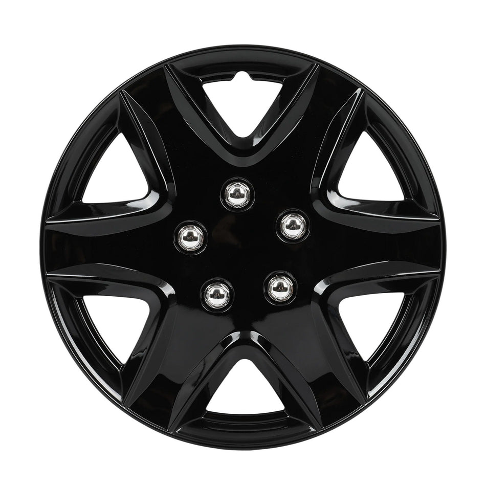4 Set 15 Inch Wheel Hub Caps Black Snap On For R15 Tire & Rim Wheel Covers Kit