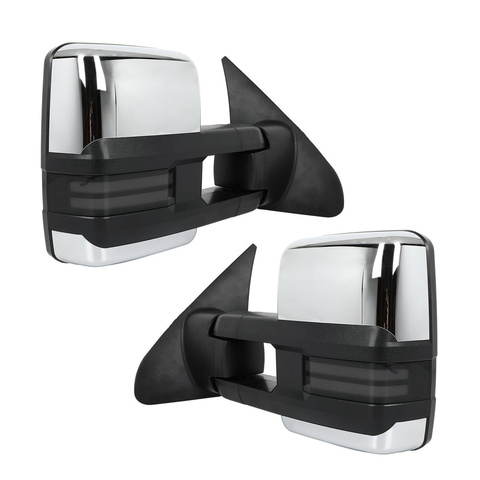 Power Heated Dynamic Signals Light Towing Mirrors For Toyota Tundra 07-15 Chrome