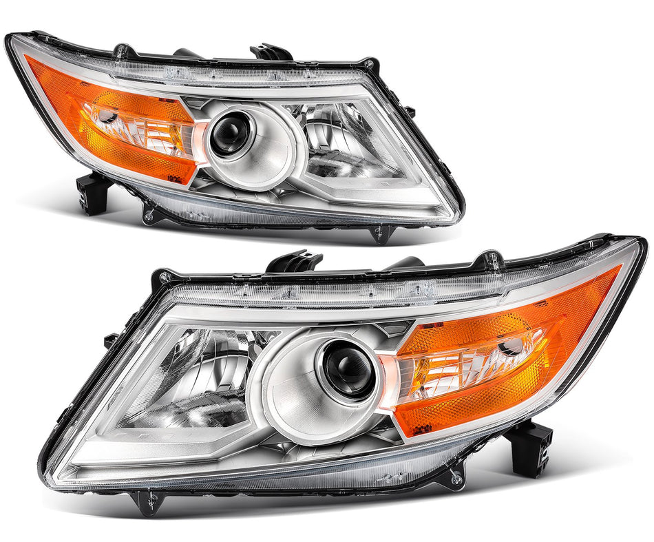 Fits 2011-17 Honda Odyssey 3.5L Halogon Headlights Assembly Pair Chrome Housing