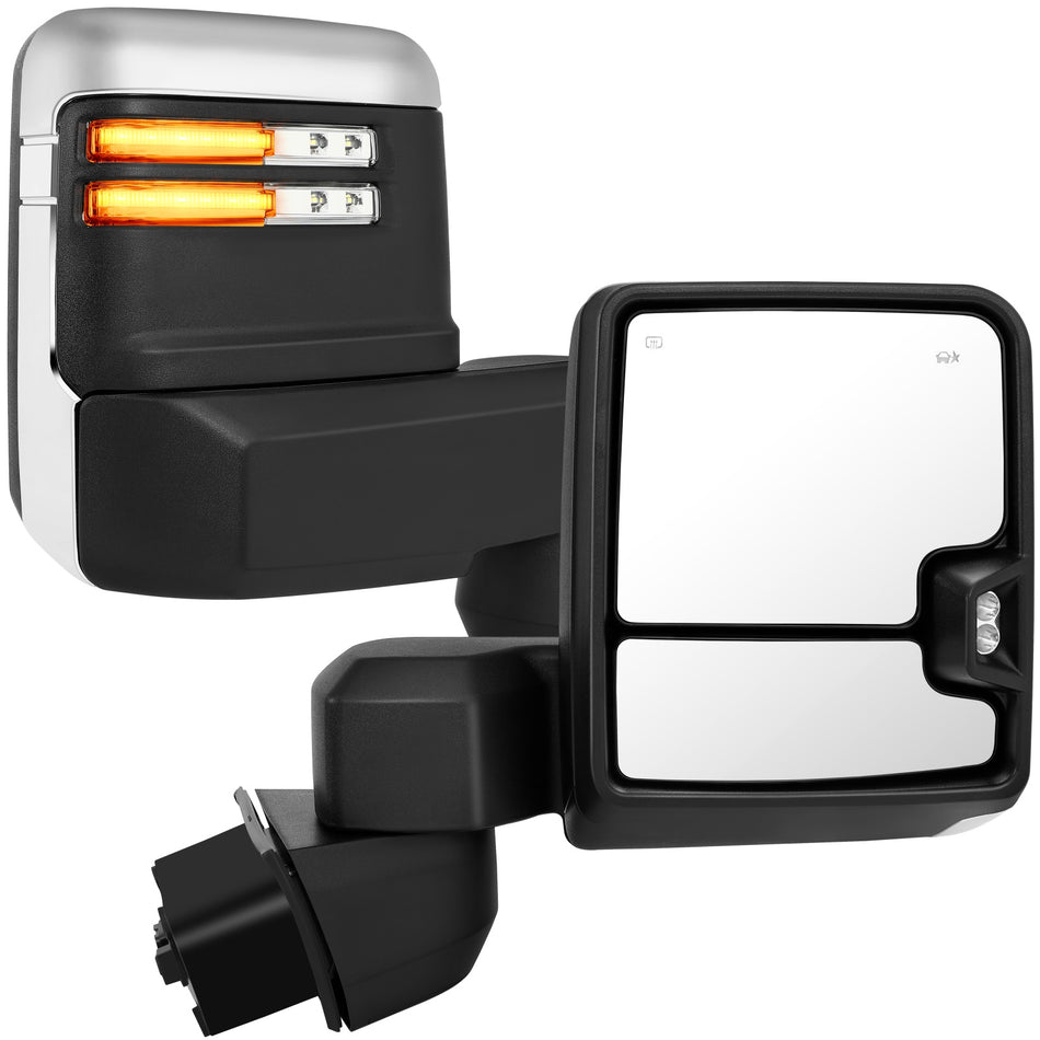 Fit 19-22 Chevy silverado/GMC Serria 2500 3500 Chrome Power Towing Mirrors