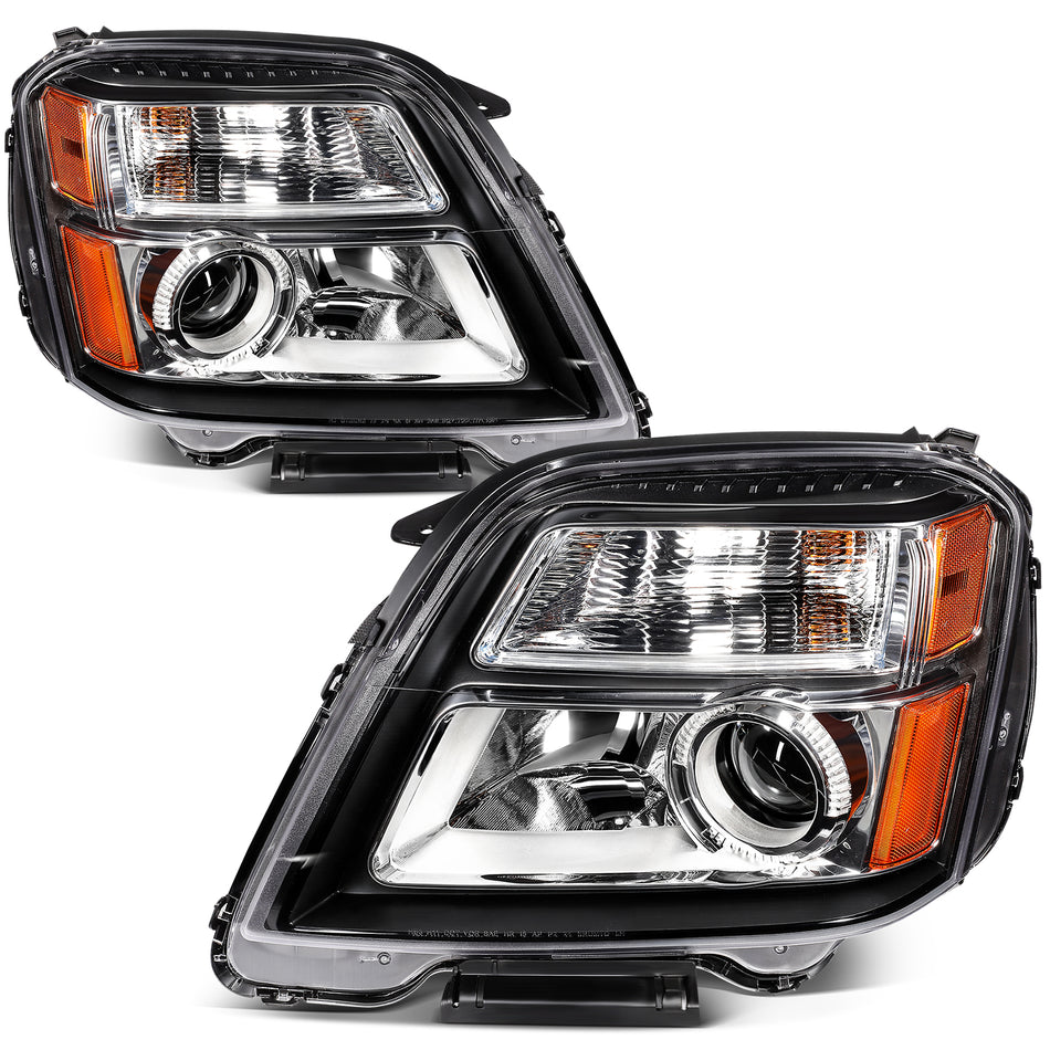 Fits GMC Terrain 2.4L 3.6L 2016-2017 Black Housing Headlights Assembly Pair