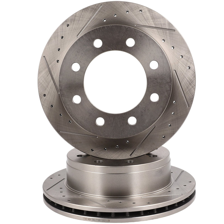 Fits Chevrolet For Silverado 2500 Hd 2001 - 2010 Slot Drill Brake Rotors Rear