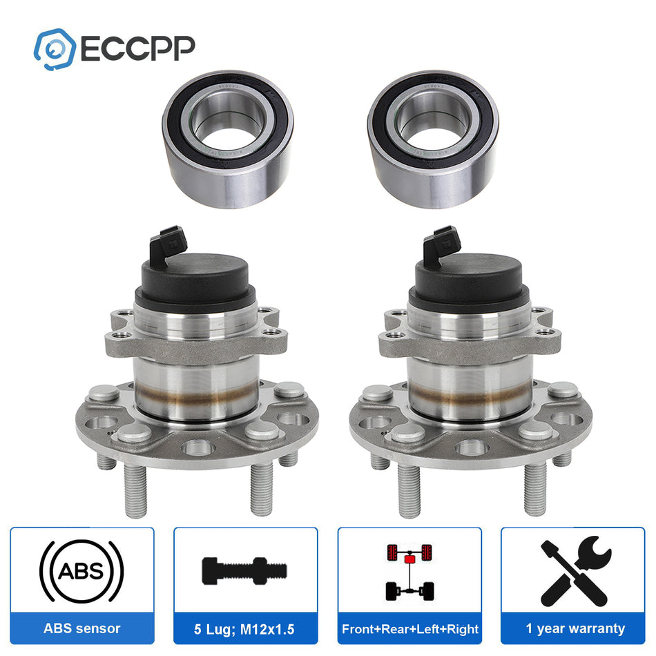 Set of 4 Front Rear Wheel Hub Bearing & Wheel Bearing For Kia Soul 2010-2013