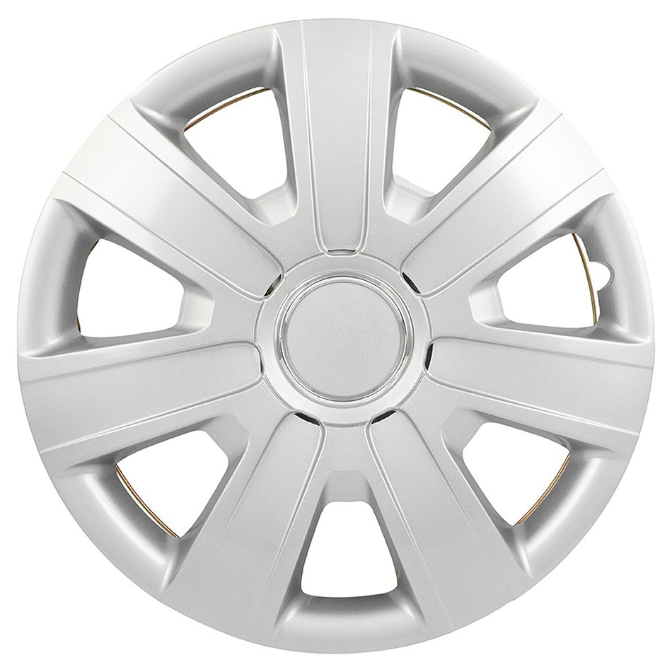 4 Set 14 Inch Wheel Hub Caps Silver Snap On For R14 Tire & Rim Wheel Covers Kit