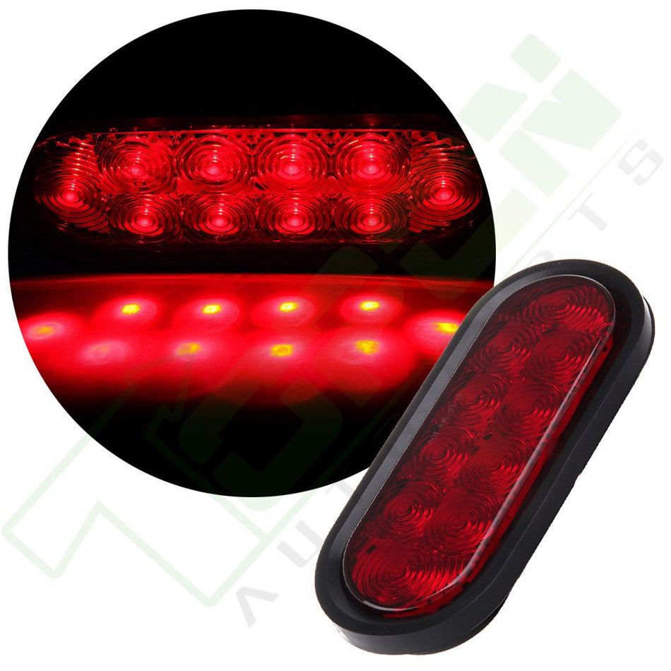 1X Red 6 inch Submersible Truck RV Trailer Oval Stop Turn Signal Tail Light 10 Led
