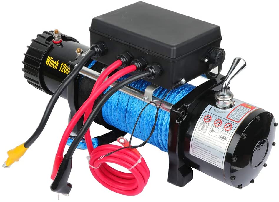 Electric Winch Tow Trailer 12000LBS 26m Synthetic Rope For 07-20 Jeep Wrangler