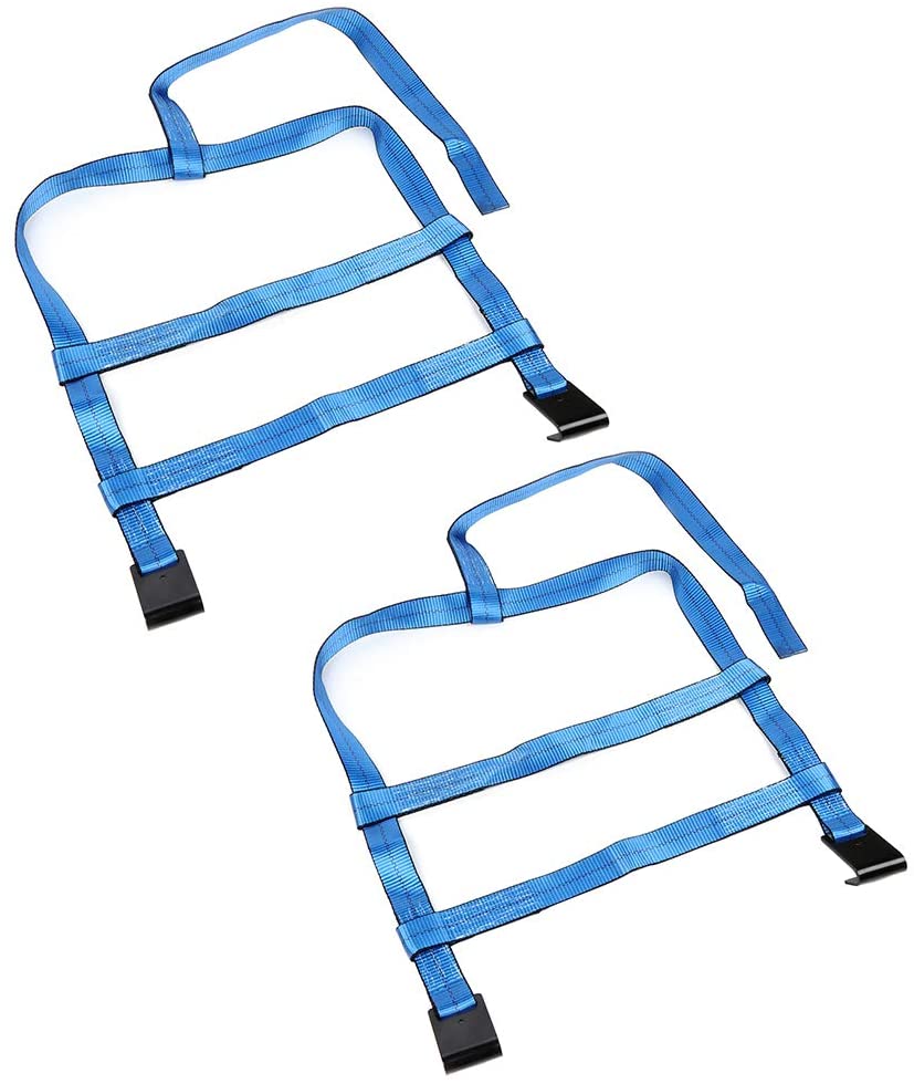 Pair Tow Dolly Car Tire Basket Straps Net Set w/ Flat Hook Blue For 07-20 Jeep