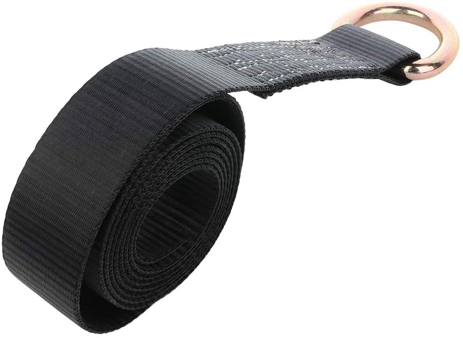 Black 8' Lasso Straps Tire Wheel Tie Down Tow Truck Dolly Strap