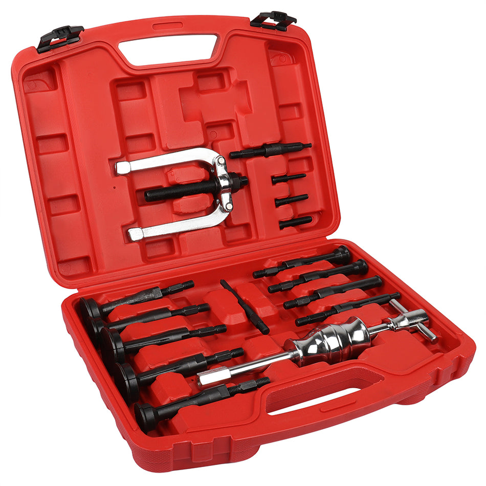 16pcs Blind Hole Pilot Internal Extractor/Remover Bearing Puller Set W/ Red Case