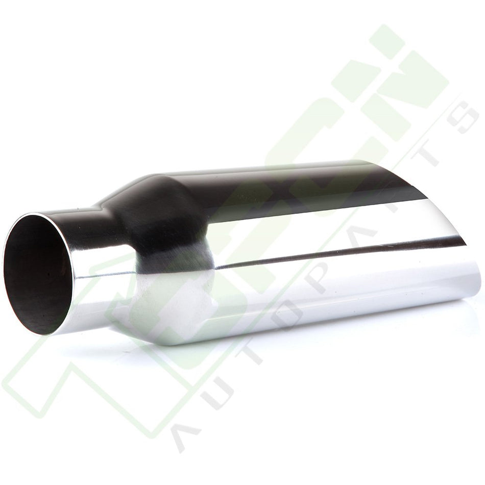 Stainless Steel Angle Cut 2.25inch Inlet / 3.5inch Outlet / 12inch Long Exhaust Tip