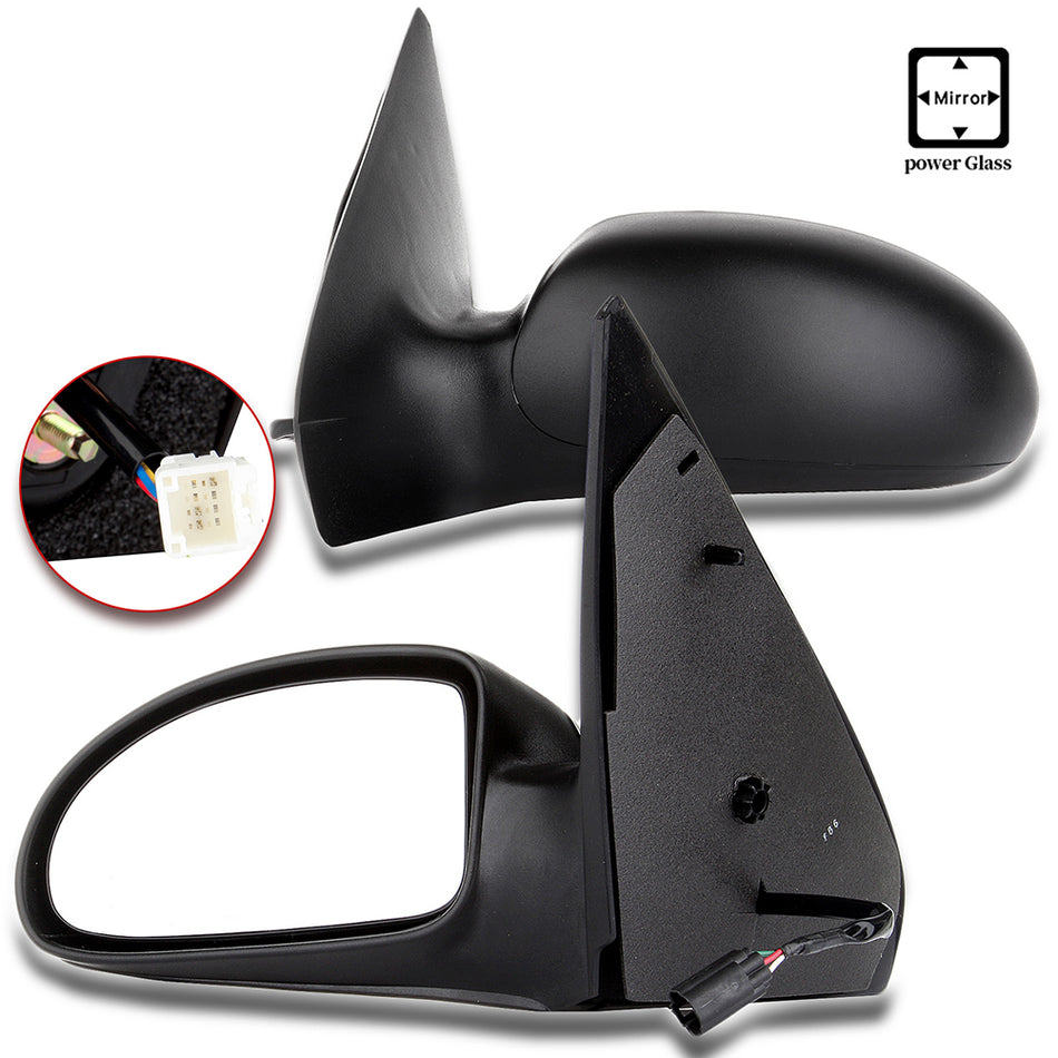 2000-2007 Ford Focus Passenger & Driver Black Side View Mirror Power Adjustment Mirror Non-Fold- 1 Pair