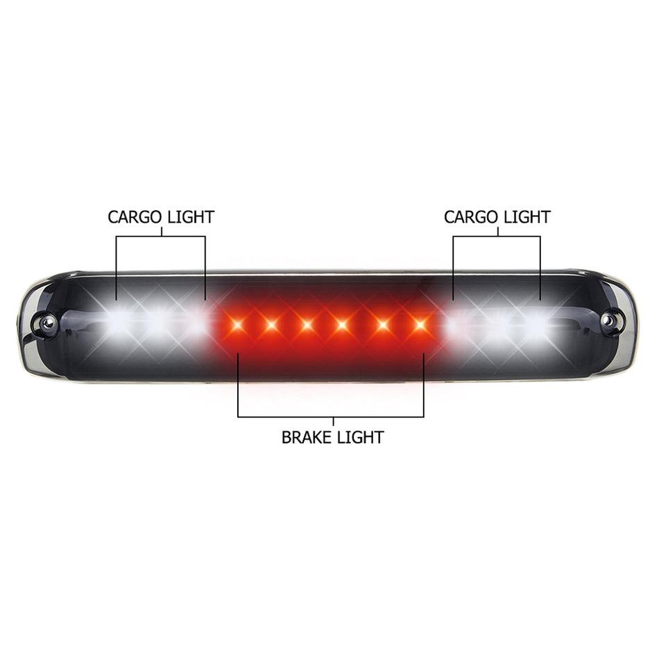 2010-2018 Ram 1500 2500 3500 13.9 inch LED 3rd Brake Light Smoke Lens Black Housing