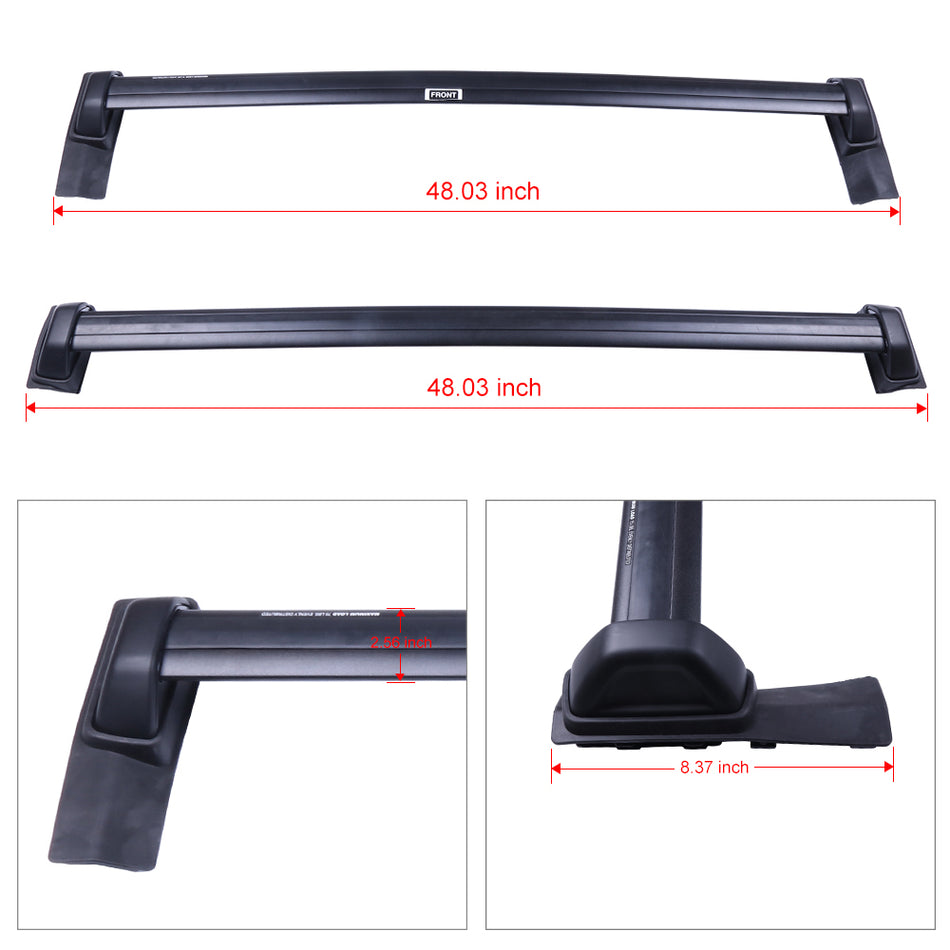 For 2003-2011 Honda Element Rubber Roof Rack Cross Bars Baggage Cargo Black Aluminum 2Pcs