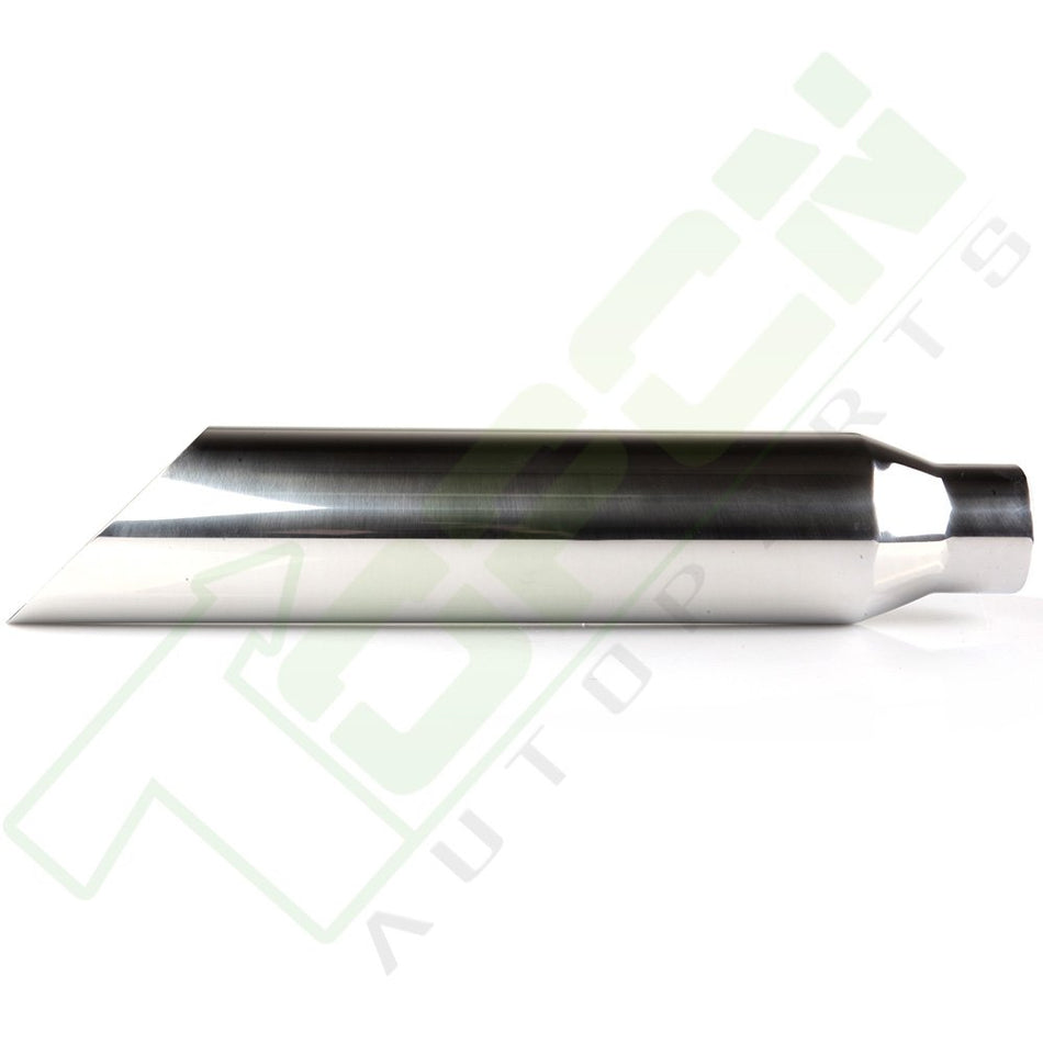 Stainless Steel Exhaust Tip 2.25inch Inlet / 3.5inch Outlet / 18inch Long Angle Cut