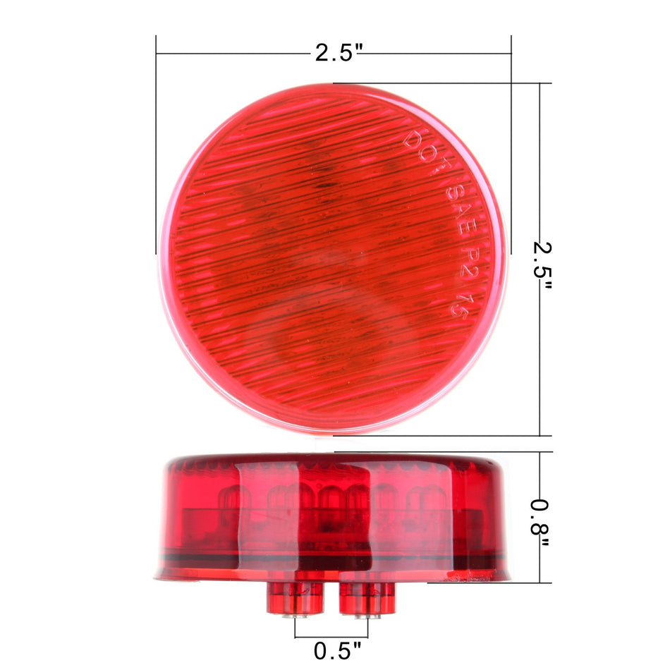 1PC 2Wire Design Red 2.5inch Round Truck Trailer Side Marker Clearance Lamp 13Diode