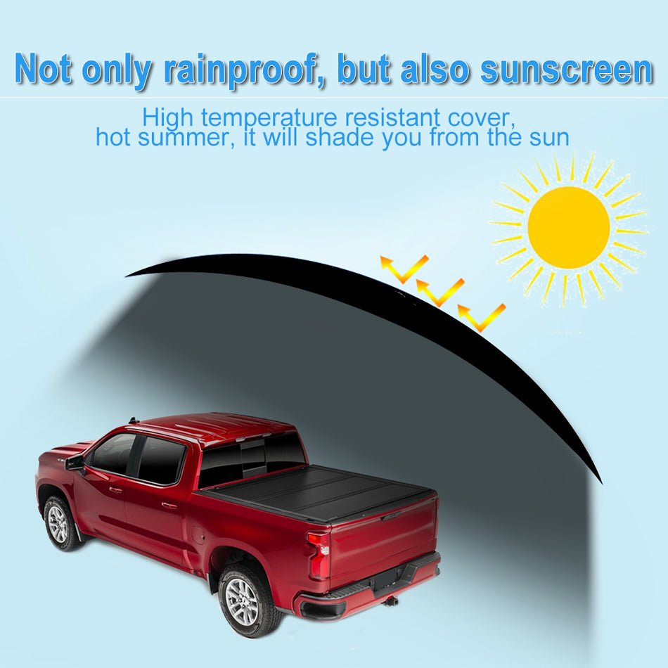 Soft Quad Fold Tonneau Cover For 14-19 Chevy and Silverado 1500/GMC Sierra 1500 5'8 inchFT