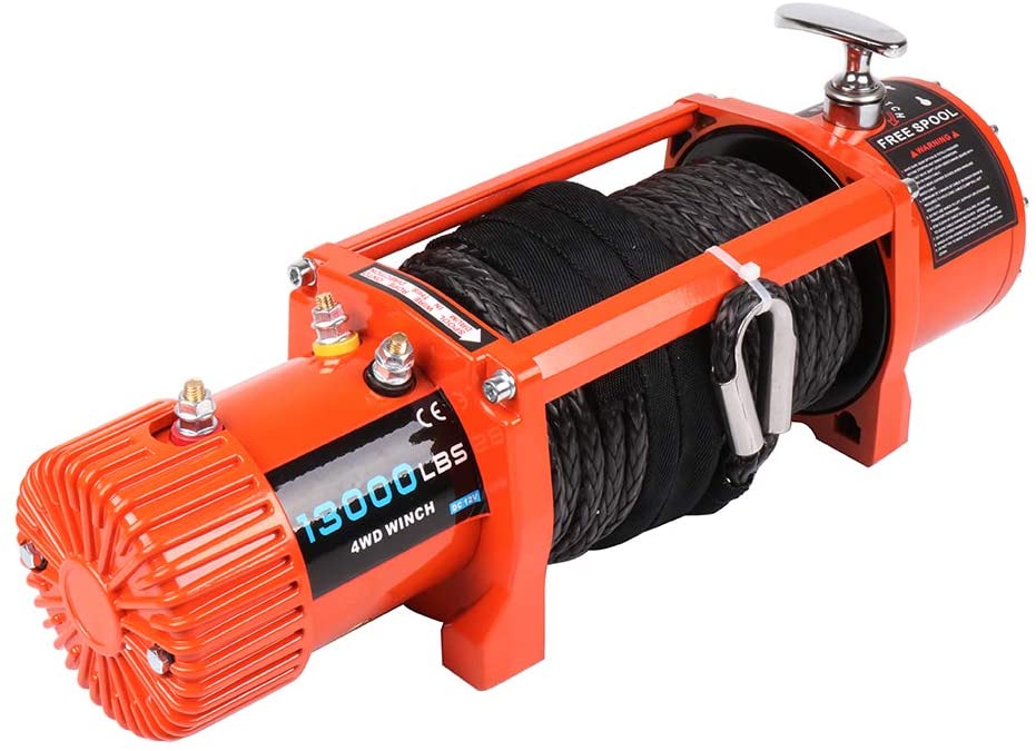 OFA 13000LBS Electric Winch Synthetic Rope Waterproof 12V Towing Truck 4WD