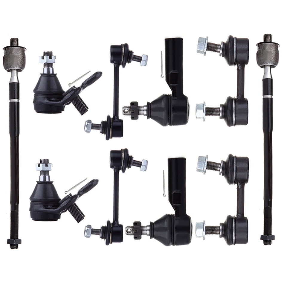 1993-2002 For Toyota Corolla 10PCS Front + Rear Sway Bars Ball Joints Tie Rods