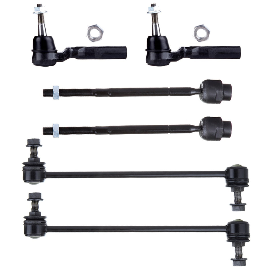 6pcs Front Inner Outer Tie Rods Sway Bars For 2007-2010 Aura Saturn Chevy Malibu