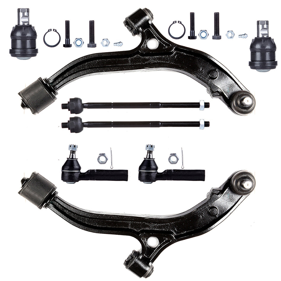 Front Control Arms Tie Rod End For 96-00 Dodge Caravan Chrysler Town Country 8Pcs