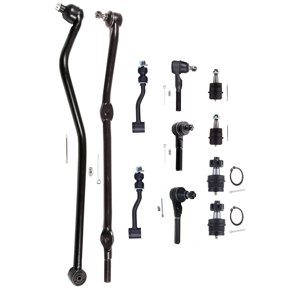 11pc Front Suspension Ball Joints Sway Bars Tie Rods Kit For 91-01 Jeep Cherokee