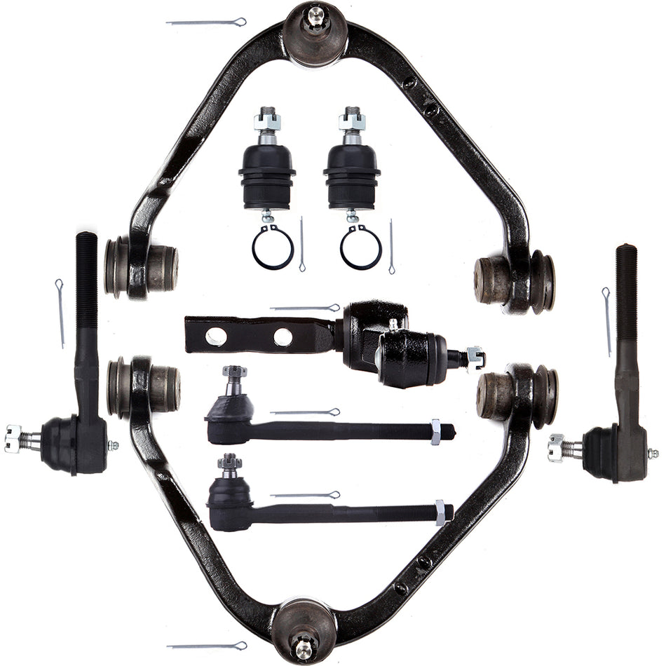 9x Front Upper Control Arms Ball Joint Tie Rod Fits 97-02 Ford Expedition RWD