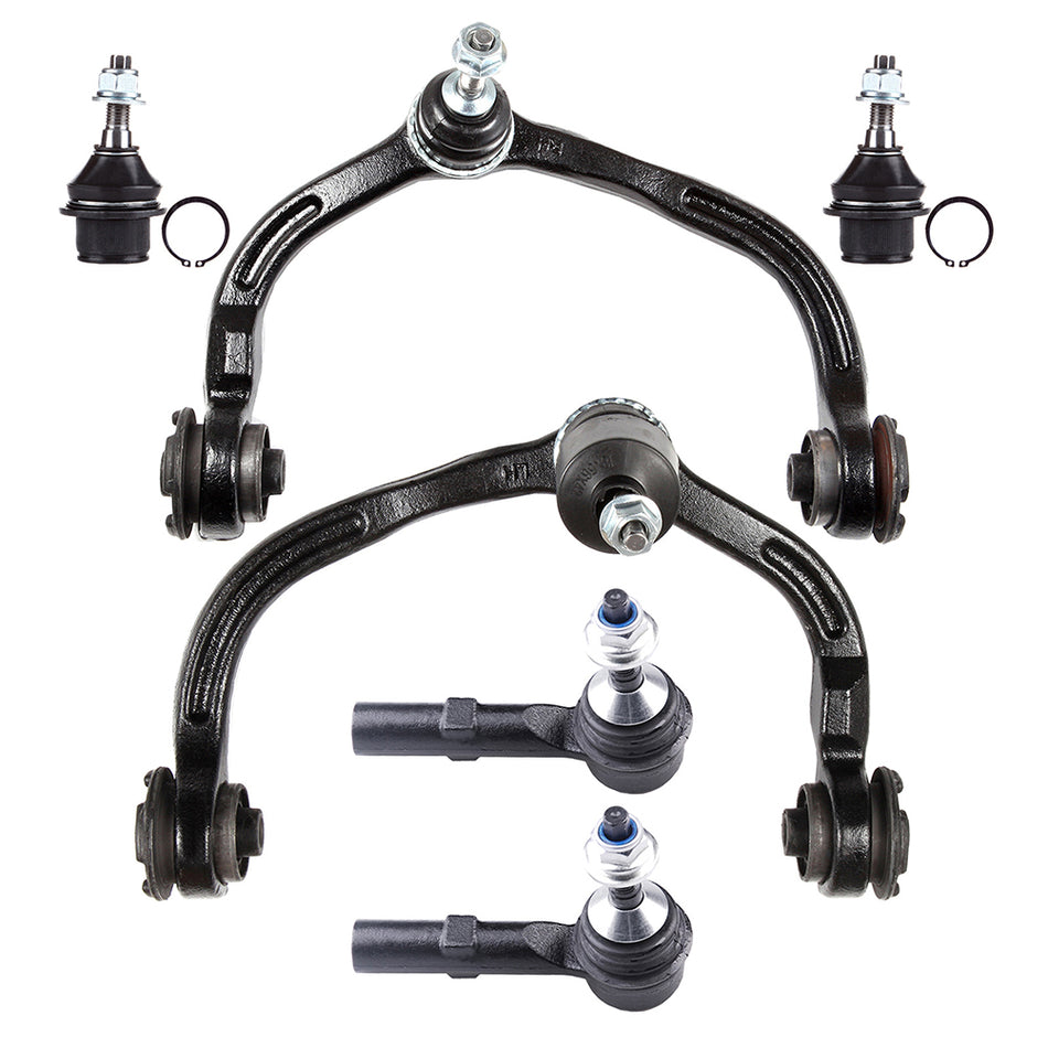6pcs Front Ball Joints Control Arms Tie Rods Kit For 03-04 Lincoln Navigator 4WD