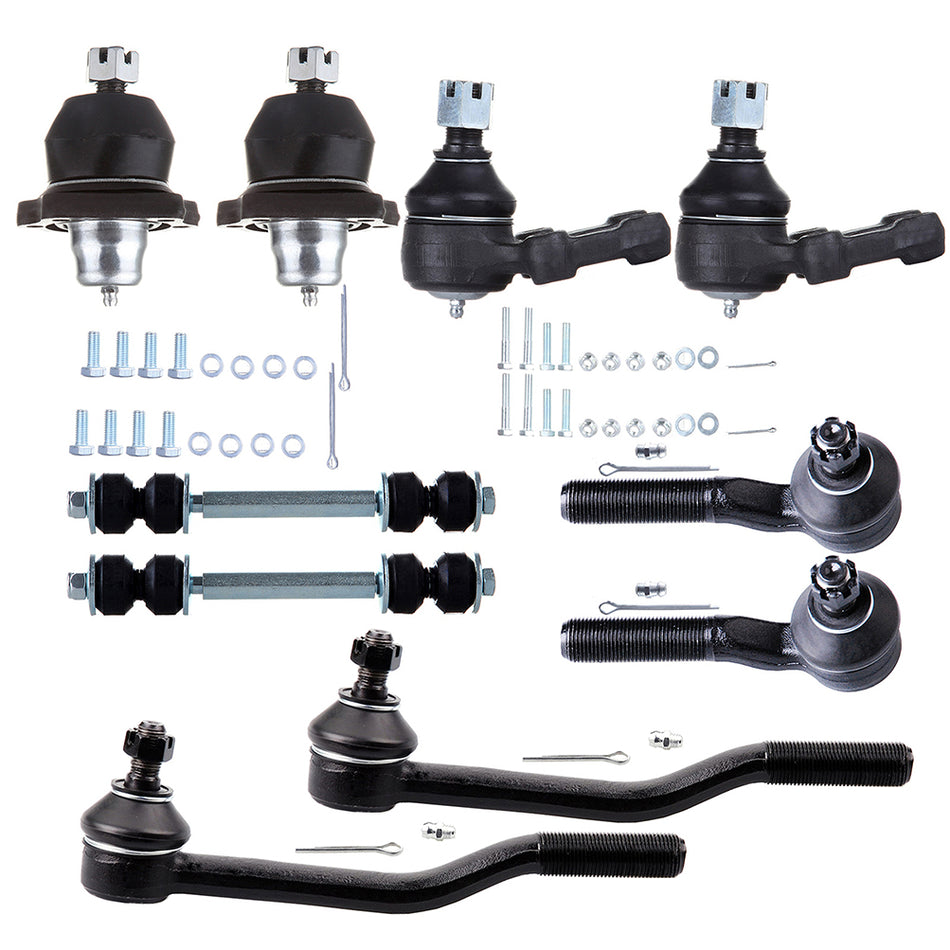 For 1980-1986 Nissan 720 RWD 10pcs Front Ball Joints Tie Rods Sway Bar links Kit
