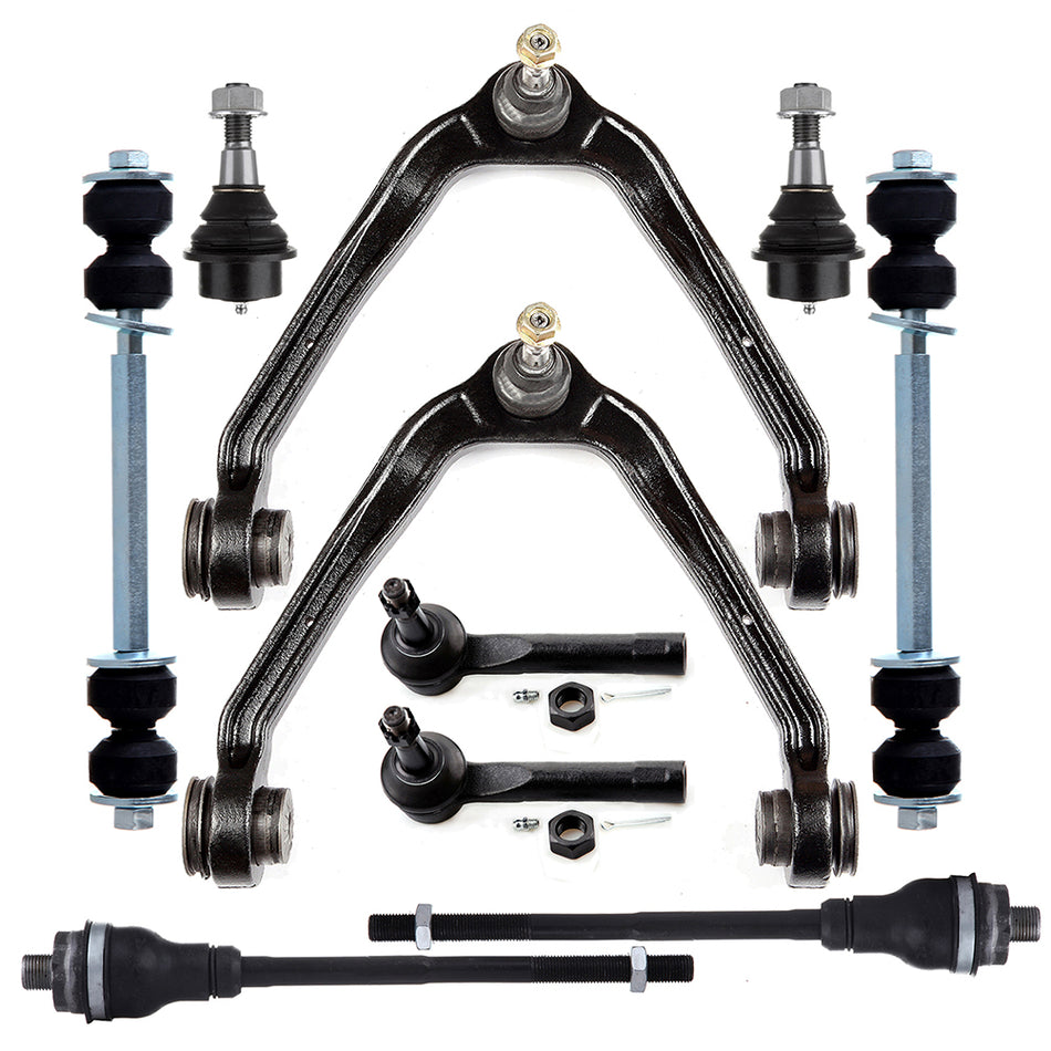 Front Upper Control Arms Ball Joints Inner Outer Tie Rods Sway Bars 02-07 Cadillac Escalade 99-06 GMC Sierra 1500