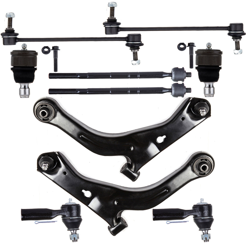 For 01-04 Ford Escape 10pieces Front Lower Control Arms Ball Joints Tie Rods Kit