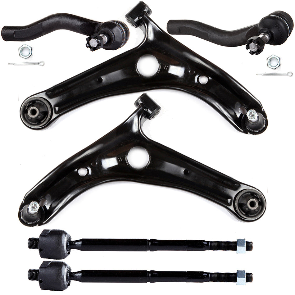 2000-2005 Toyota Echo Control Arms Tie Rod Links Suspension Kit 6Pcs