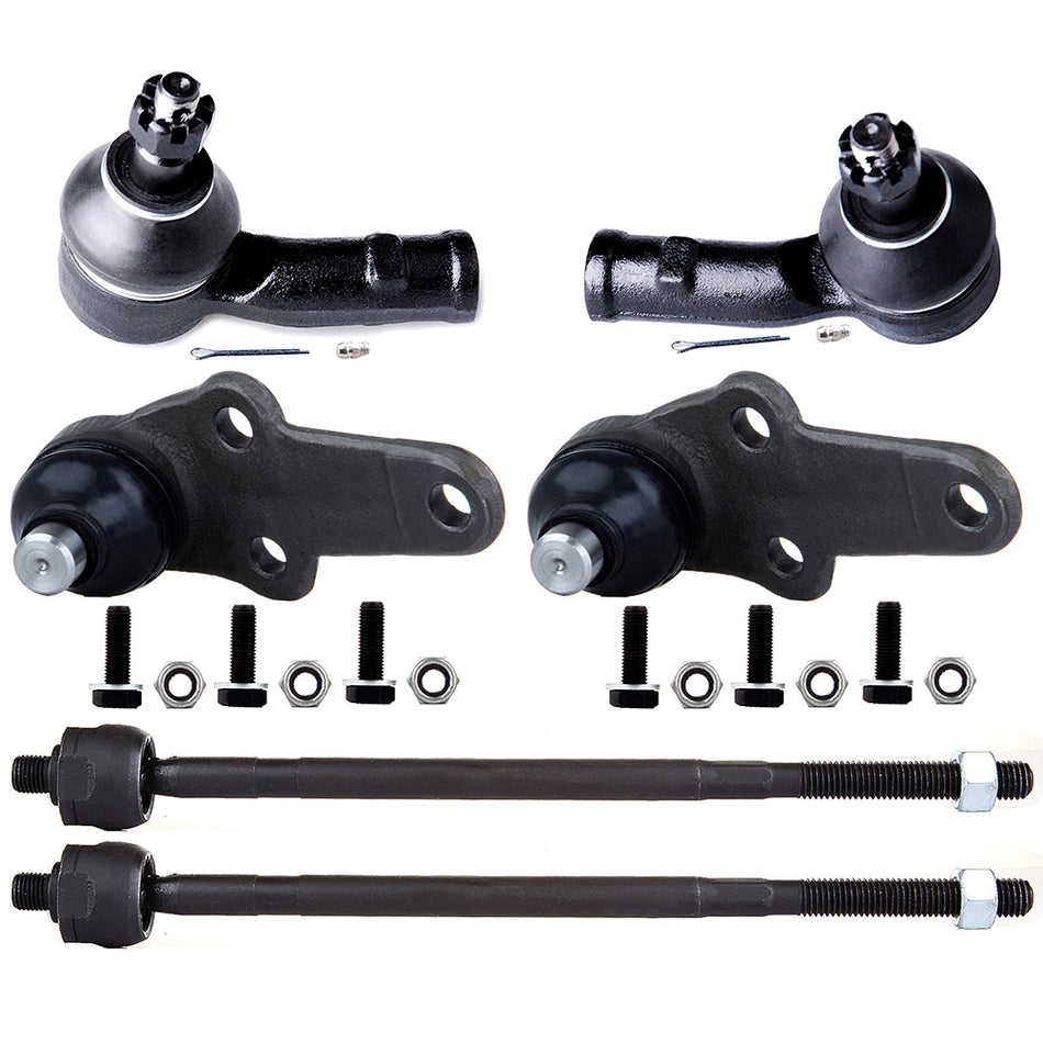2000-2004 Ford Focus Front Lower Ball Joints Inner Outer Tie Rods End Kit 6Pcs