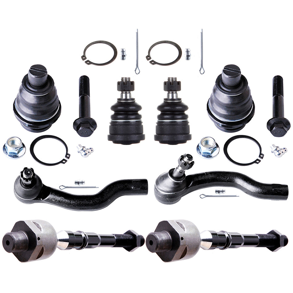 8X Front Lower Upper Ball Joint Inner Outer Tie Rods For 2005-2015 Nissan Xterra