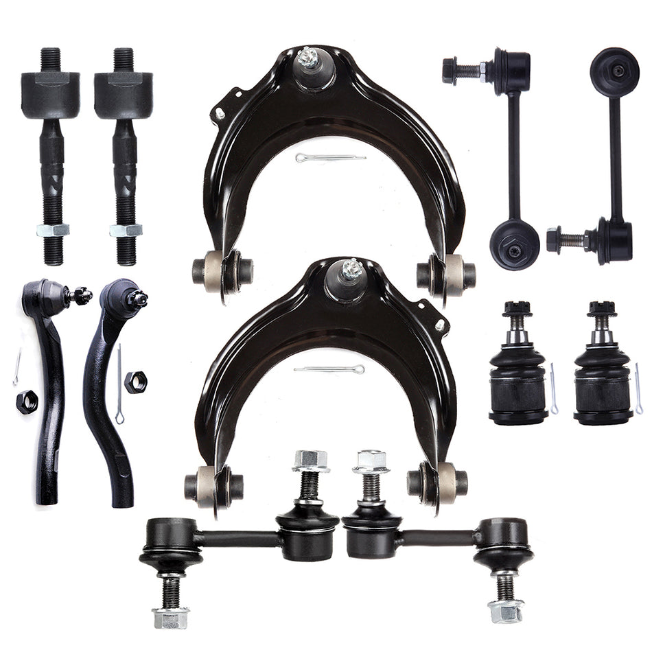 12pcs For 2003-2007 Honda Accord Suspension Upper Control Arms Tie Rod End Kit