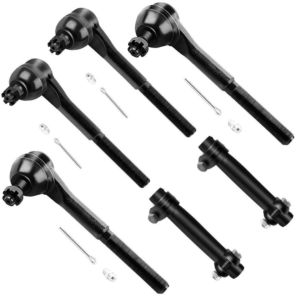 6pcs Inner/Outer Tie Rod Ends Adjusting Sleeve For 1965-1968 Chevrolet Impala