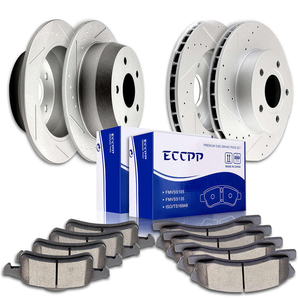 1999-2004 Jeep Grand Cherokee Ceramic Brake Pads And Rotors Front Rear