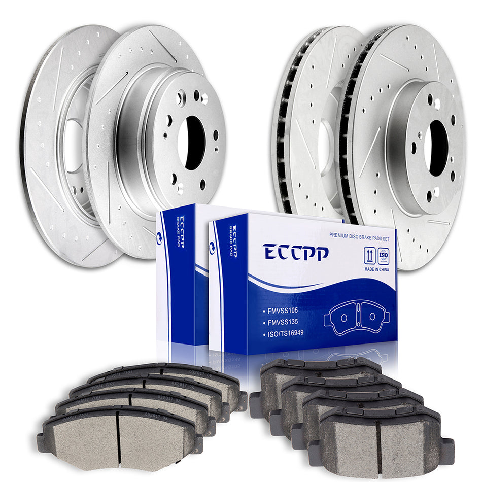 2002-2004 Honda CR-V Ceramic Brake Pads And Rotors Front Rear