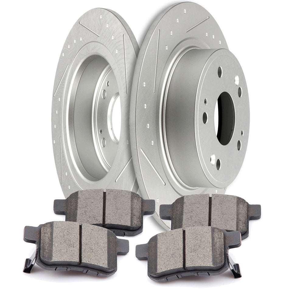 Ceramic Brake Pads and Rotors For 09-14 Acura TSX 08-17 Honda Accord Front and Rear 279.4 mm 6 Pcs