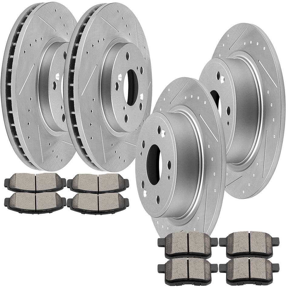Ceramic Brake Pads and Rotors For 09-10 Acura TSX 08-11 Honda Accord Front Rear 12 Pcs
