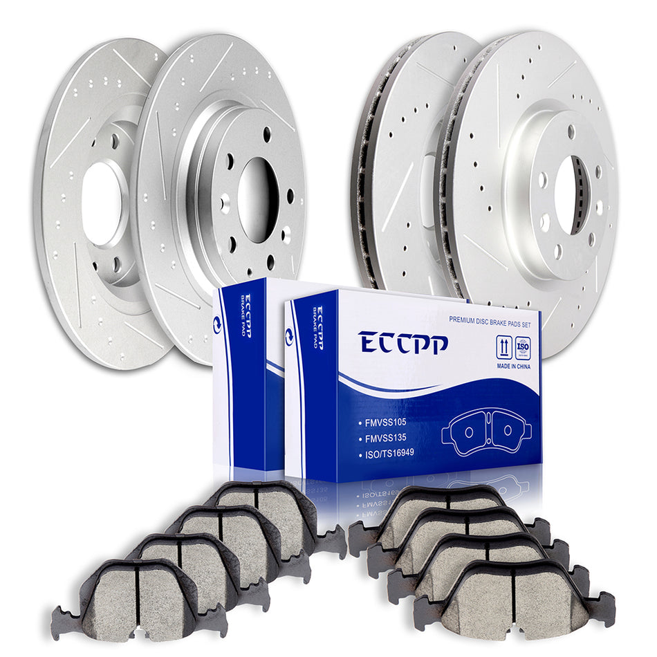 Ceramic Brake Discs Rotors and Pads For 06-11 Ford Fusion 07-11 Lincoln MKZ Front 12 Pcs