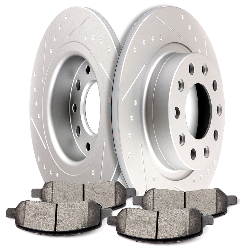 2013-2016 Dodge Dart Rear Brake Rotors & Pads 5 Lugs Slotted 266.7mm