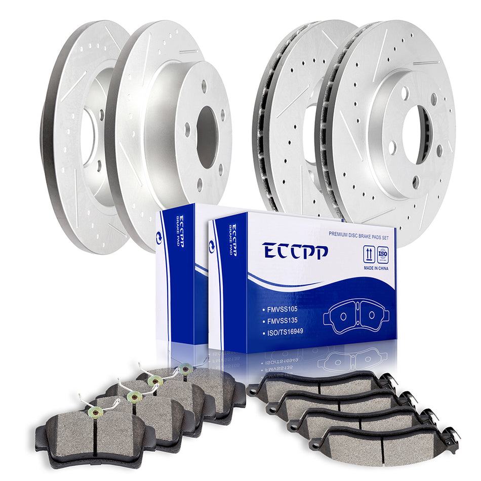 1997-1998 Ford Mustang Ceramic Brake Pads And Rotors Front Rear