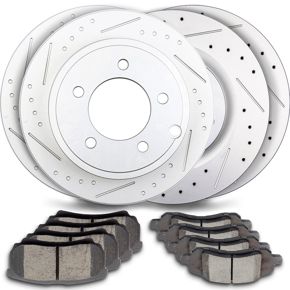 Ceramic Brake Pads And Rotors 11-14 Chrysler 200 08-11 Dodge Caliber Front Rear