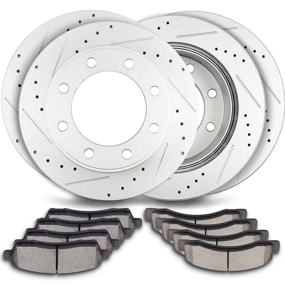 Brake Pads And Rotors Ford 00-05 Excursion 00-04 F-250 Super Duty Front Rear Ceramic