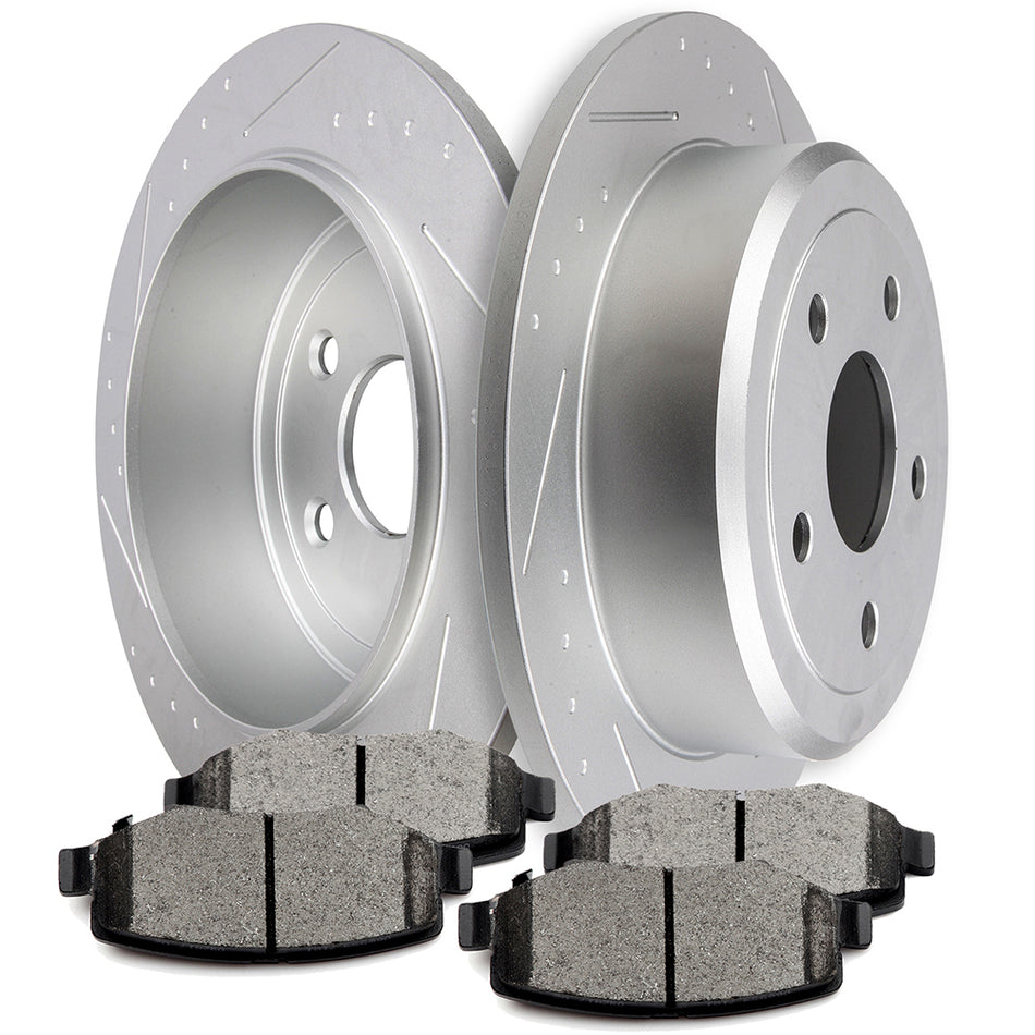 Rear Ceramic Brake Pads & Rotors For 07-17 Jeep Wrangler 18 Jeep Wrangler JK