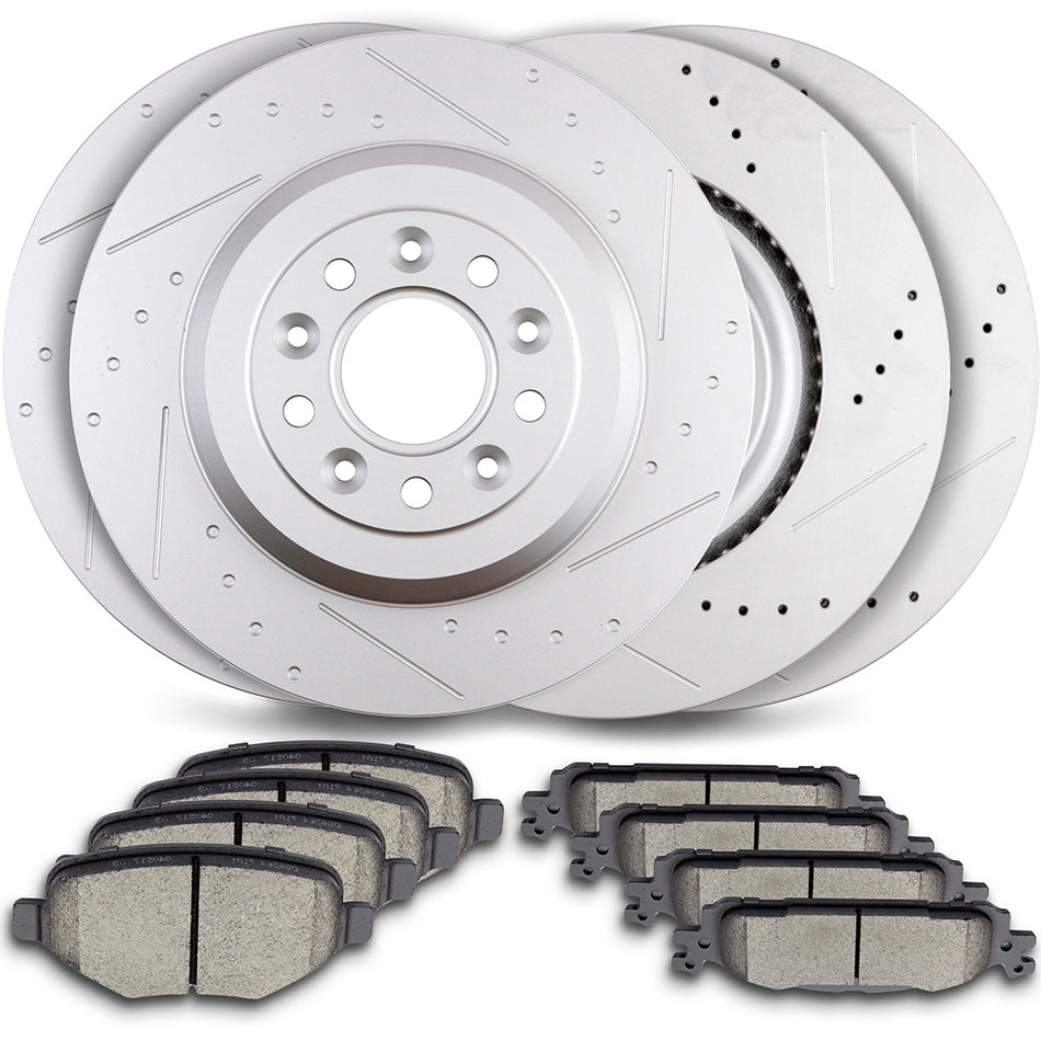 Ceramic Brake Pads And Rotors 11-18 Ford Explorer 09-18 Ford Flex Front And Rear 5Lugs 12Pcs