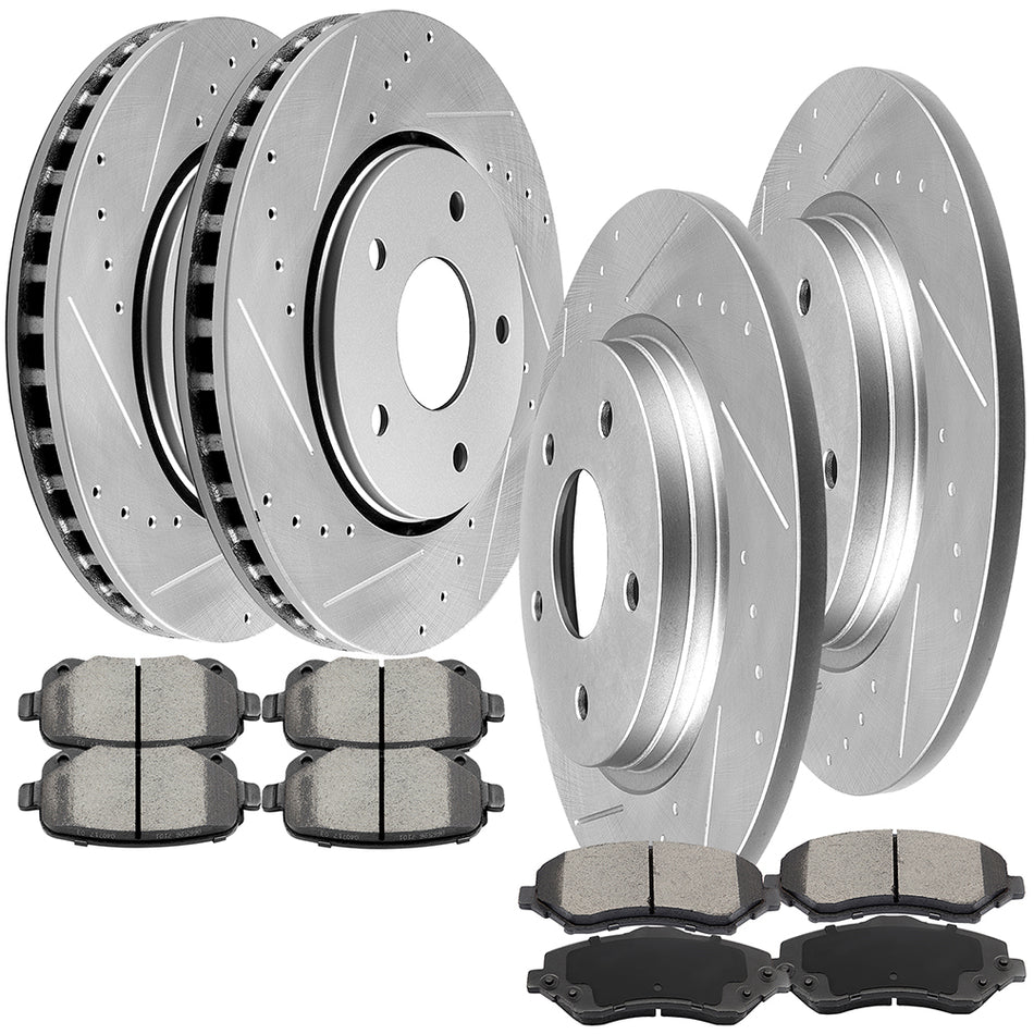 Ceramic Brake Pads And Rotors 08-11 Chrysler Town Country 09-11 Dodge Journey Front Rear